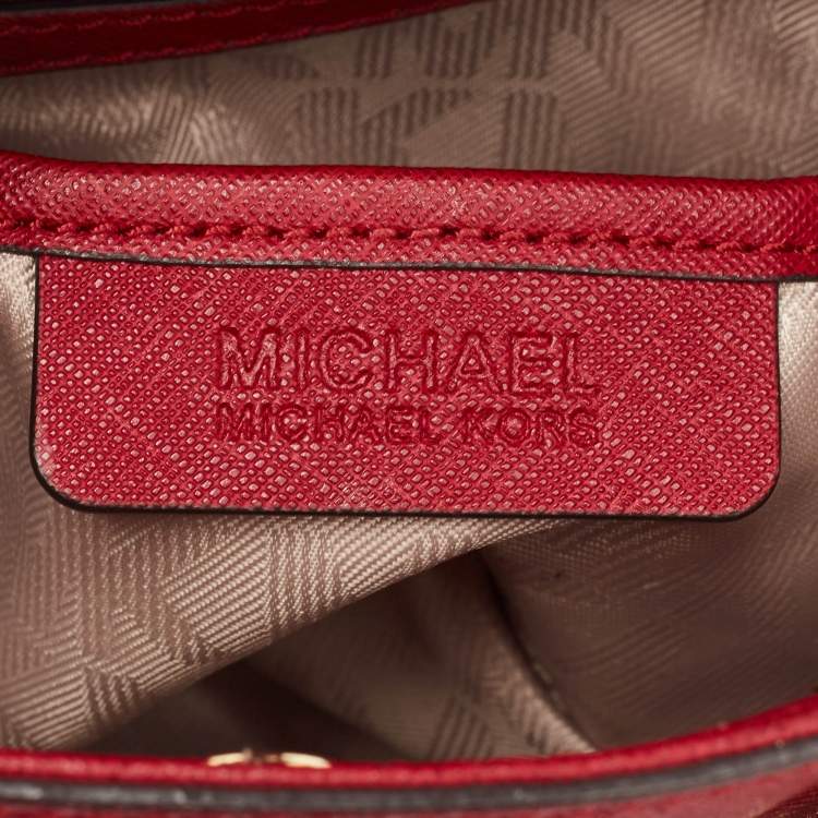 Pre Owned MICHAEL Michael Kors Red Leather Mini Cynthia Tote