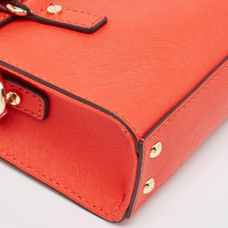Pre Owned MICHAEL Michael Kors Orange Saffiano Leather Mini Hamilton Crossbody Bag