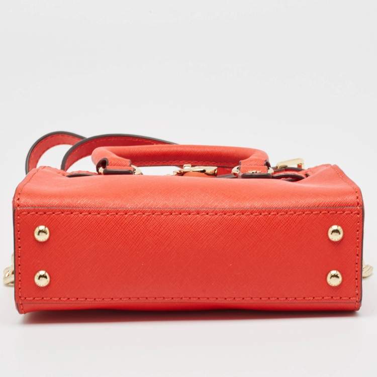 Pre Owned MICHAEL Michael Kors Orange Saffiano Leather Mini Hamilton Crossbody Bag