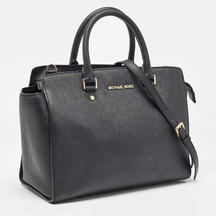 Pre Owned MICHAEL Michael Kors Black Saffiano Leather Large Selma Satchel