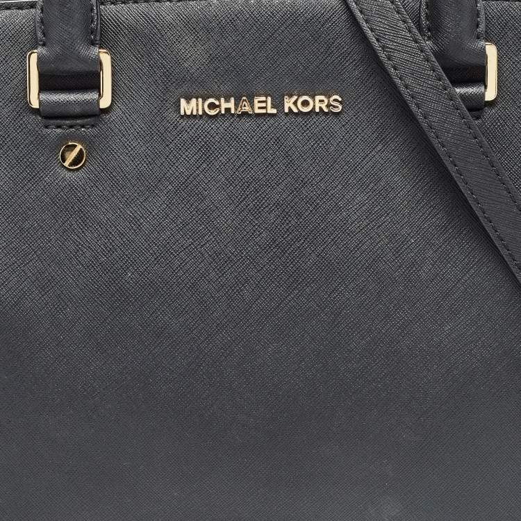 Pre Owned MICHAEL Michael Kors Black Saffiano Leather Large Selma Satchel