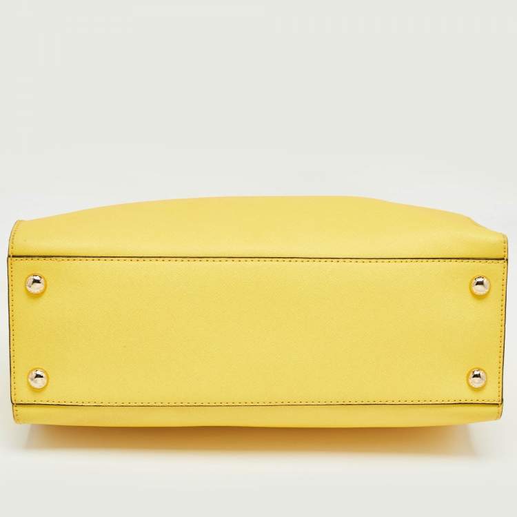 Pre Owned MICHAEL Michael Kors Yellow Leather Large Hamilton North South Tote