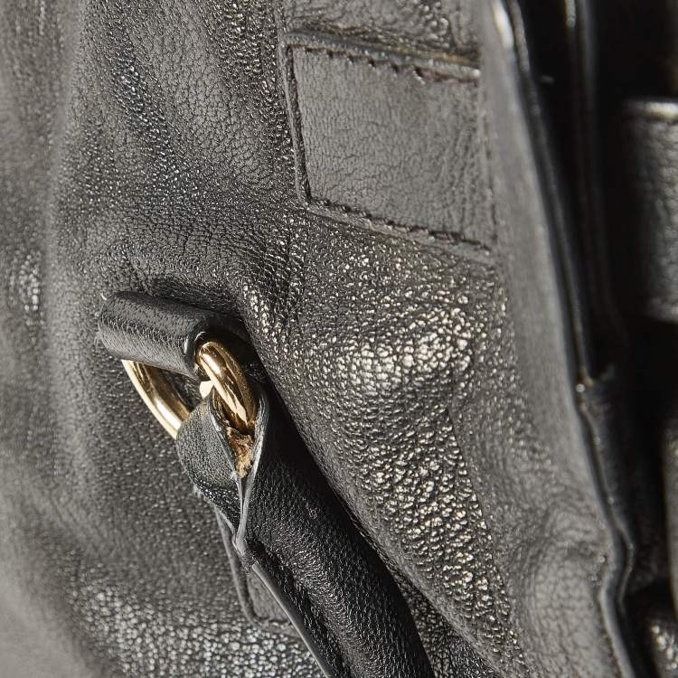 Pre Owned MICHAEL Michael Kors Black Leather Large Hamilton North South Tote