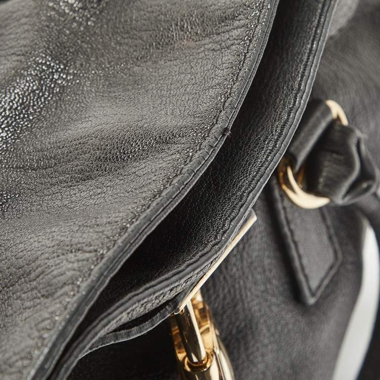 Pre Owned MICHAEL Michael Kors Black Leather Large Hamilton North South Tote
