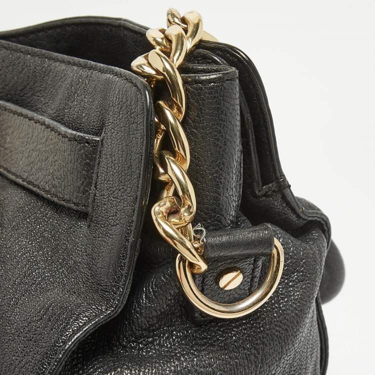 Pre Owned MICHAEL Michael Kors Black Leather Large Hamilton North South Tote