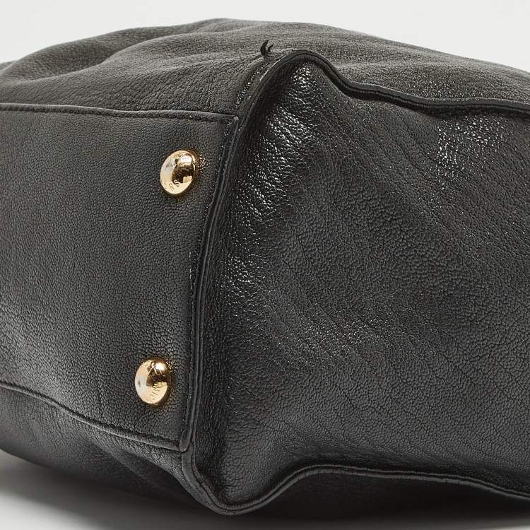 Pre Owned MICHAEL Michael Kors Black Leather Large Hamilton North South Tote