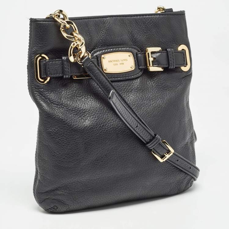 Pre Owned MICHAEL Michael Kors Black Leather Hamilton Crossbody Bag