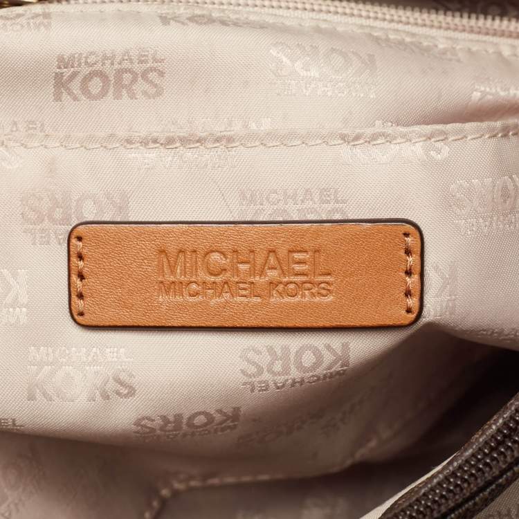 Pre Owned MICHAEL Michael Kors Dark Brown Signature Coated Canvas Large East West Hamilton Tote