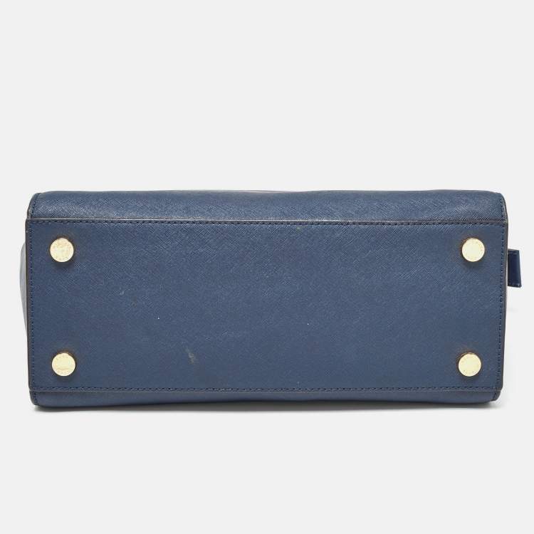 Pre Owned MICHAEL Michael Kors Dark Blue Leather Large Selma Satchel