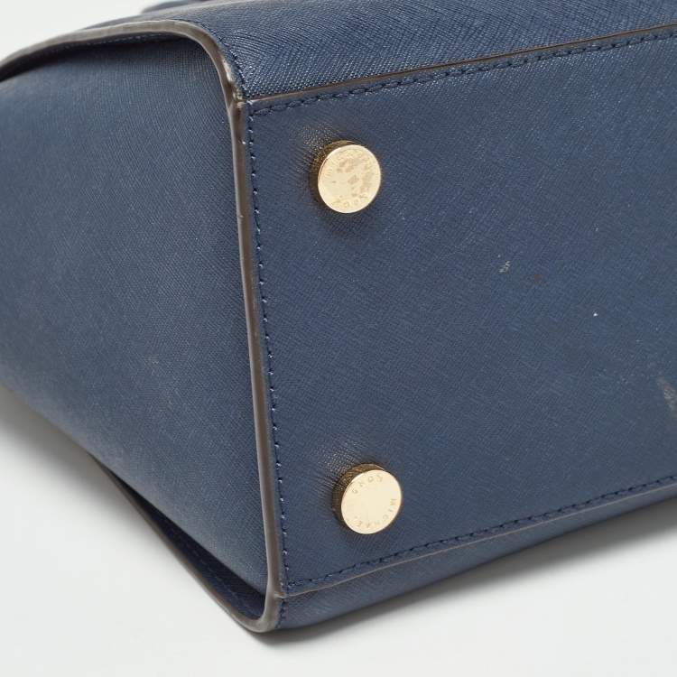 Pre Owned MICHAEL Michael Kors Dark Blue Leather Large Selma Satchel
