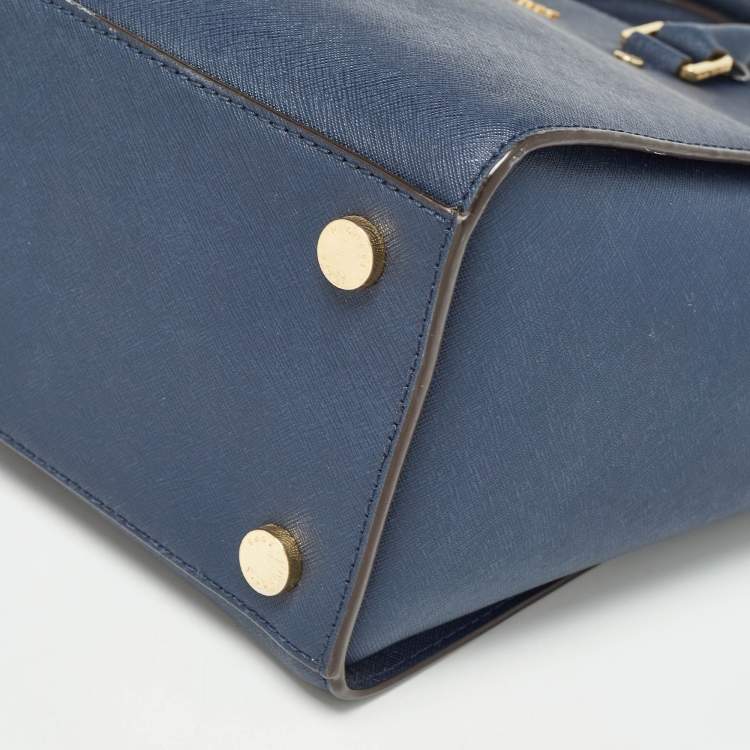 Pre Owned MICHAEL Michael Kors Dark Blue Leather Large Selma Satchel