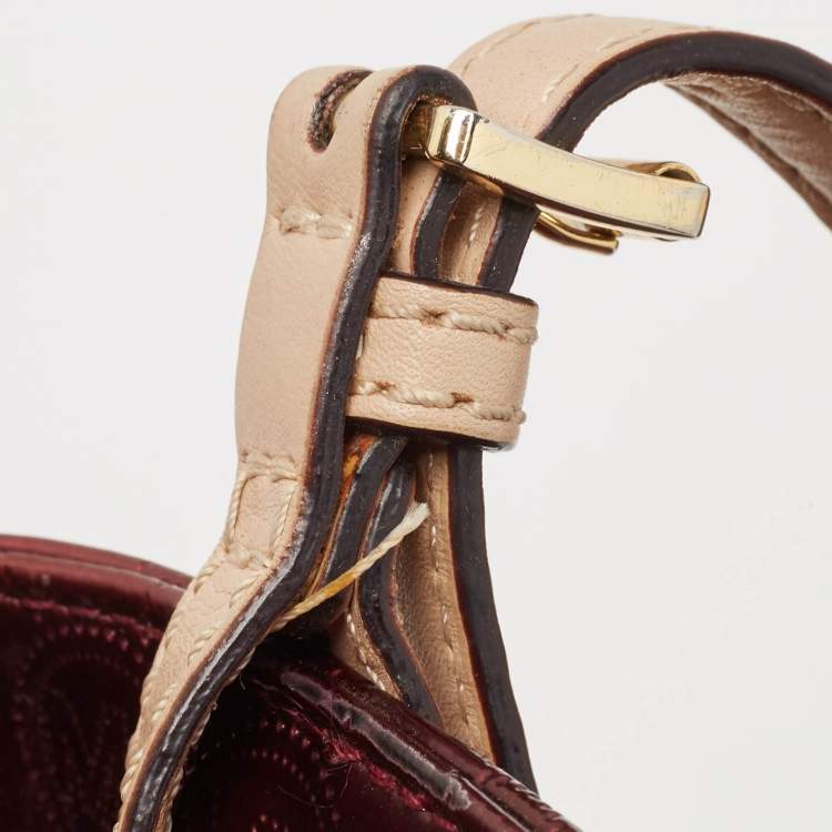 Pre Owned MICHAEL Michael Kors Burgundy Signature Patent and Leather Middle Zip Tote