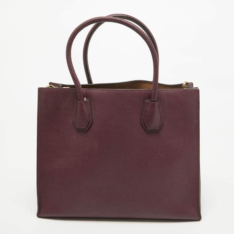 Pre Owned MICHAEL Michael Kors Burgundy Grained Leather Large Mercer Tote