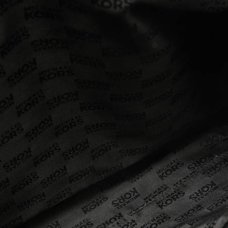 Pre Owned MICHAEL Michael Kors Black Phyton Effect Suede East West Hamilton Tote