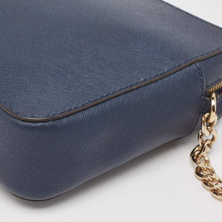 Pre Owned MICHAEL Michael Kors Dark Blue Leather Jet Set Camera Crossbody Bag