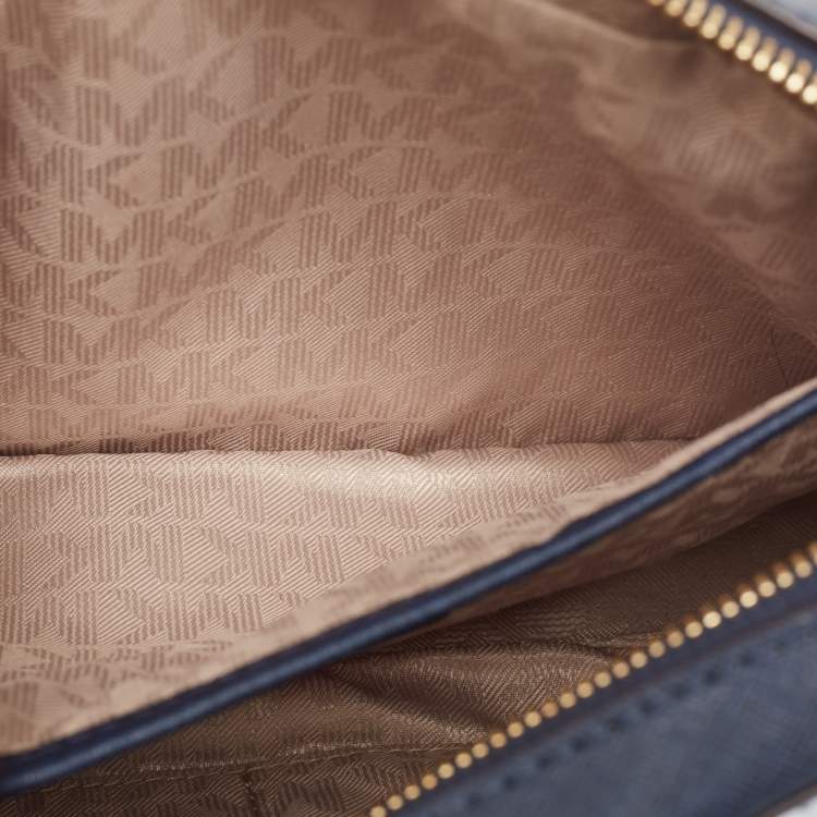 Pre Owned MICHAEL Michael Kors Dark Blue Leather Jet Set Camera Crossbody Bag