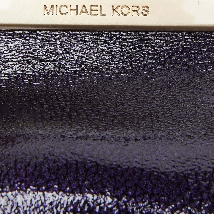 Pre Owned MICHAEL Michael Kors Purple Patent Leather Berkley Clutch