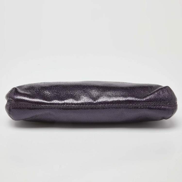 Pre Owned MICHAEL Michael Kors Purple Patent Leather Berkley Clutch