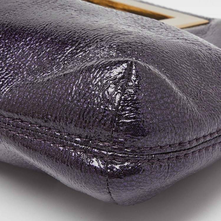 Pre Owned MICHAEL Michael Kors Purple Patent Leather Berkley Clutch