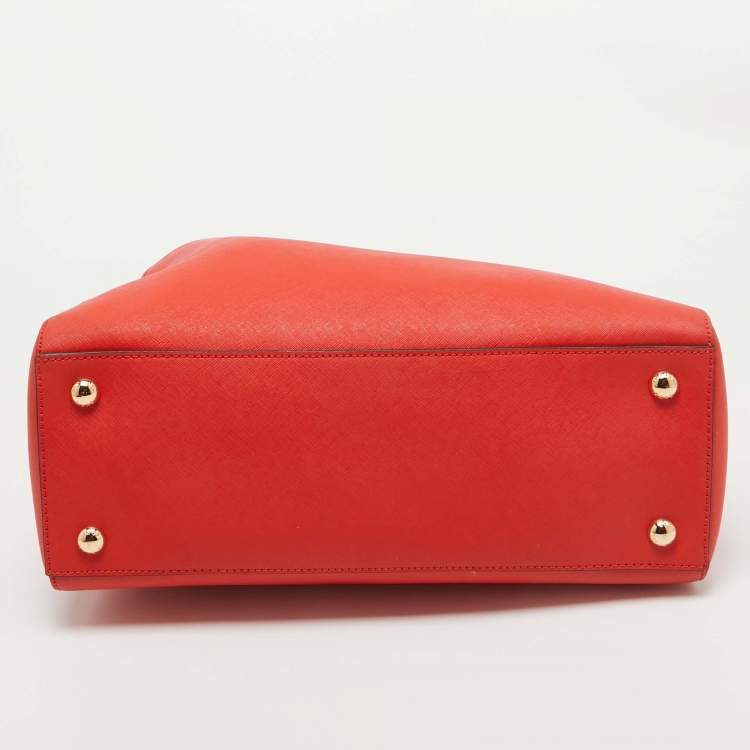 Pre Owned MICHAEL Michael Kors Red Leather Large Cynthia Tote