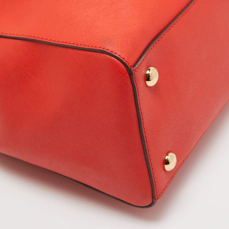 Pre Owned MICHAEL Michael Kors Red Leather Large Cynthia Tote