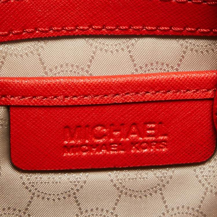 Pre Owned MICHAEL Michael Kors Red Leather Large Cynthia Tote