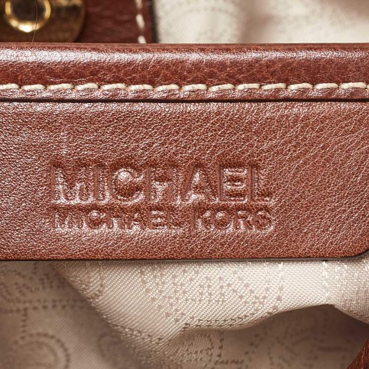 Pre Owned MICHAEL Michael Kors Beige/Brown Suede and Shearling Fur Bucket Bag