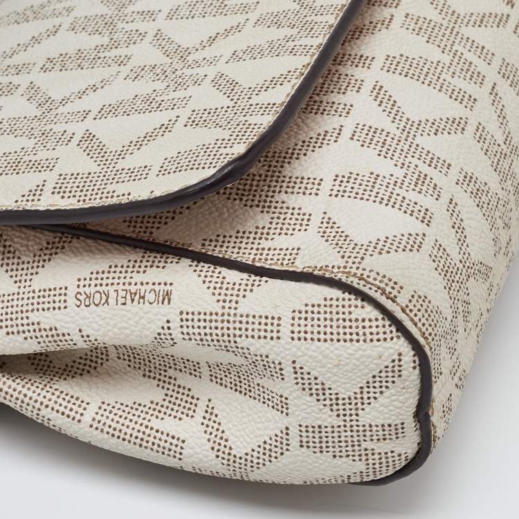 Pre Owned MICHAEL Michael Kors Ivory Signature Coated Canvas Crossbody Bag