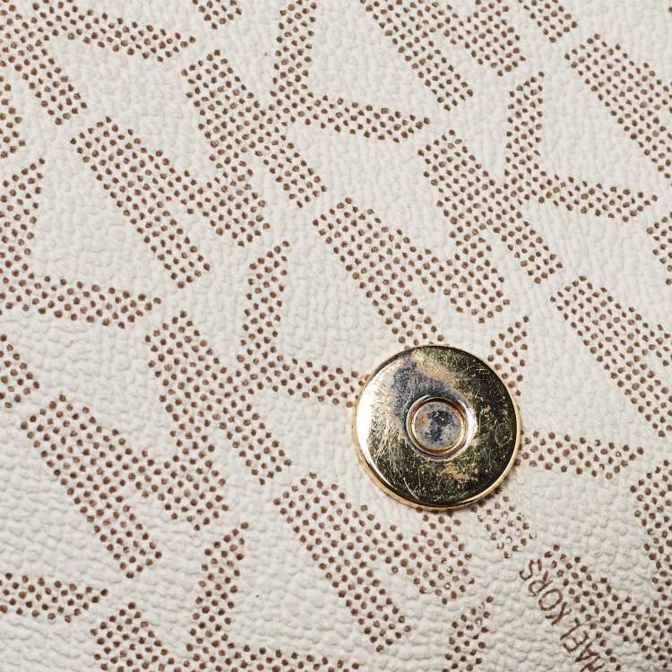 Pre Owned MICHAEL Michael Kors Ivory Signature Coated Canvas Crossbody Bag