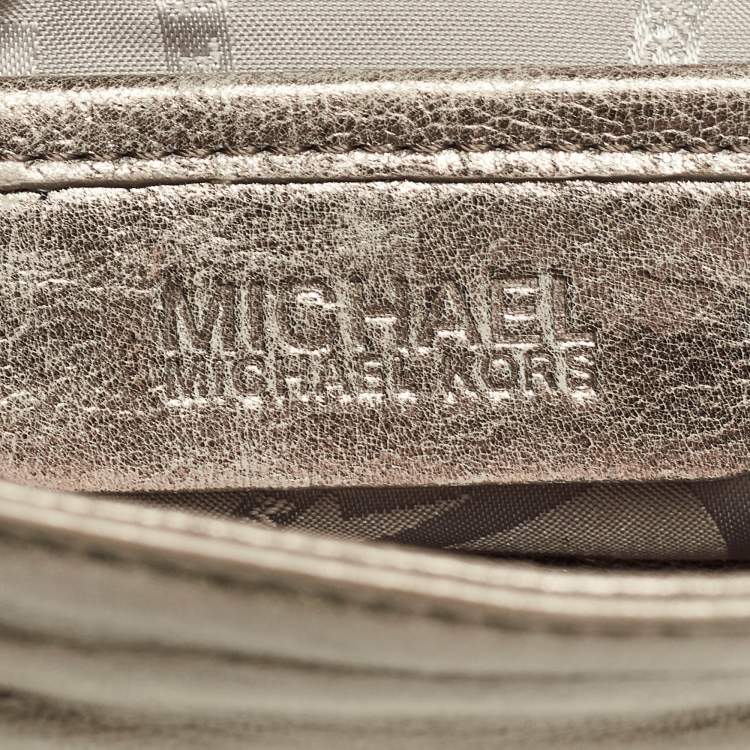 Pre Owned MICHAEL Michael Kors Metallic Leather Webster Ruched Clutch