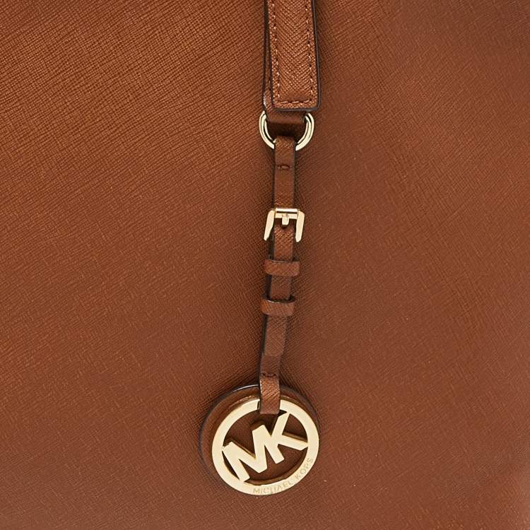 Pre Owned MICHAEL Michael Kors Brown Leather Jet Set  Shopper Tote