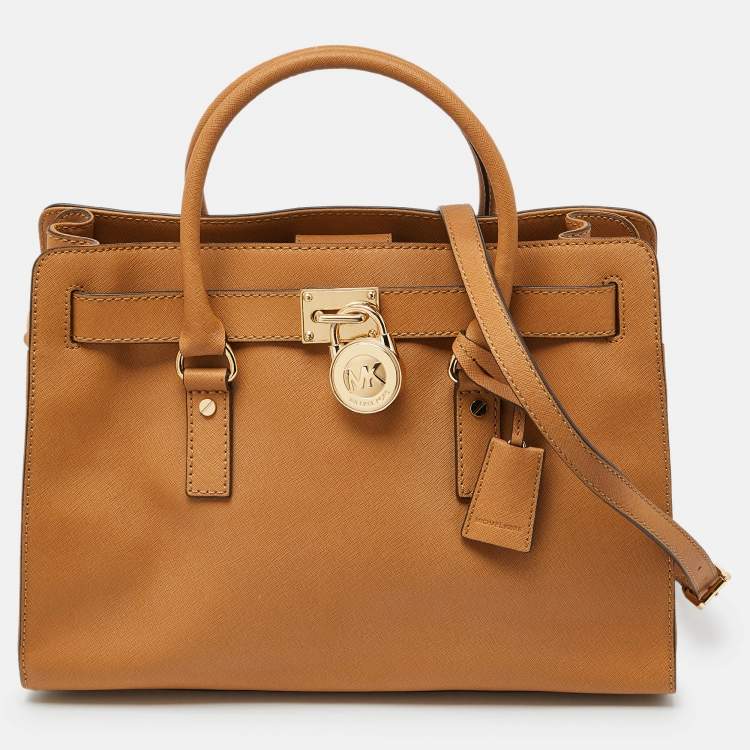 Pre Owned MICHAEL Michael Kors Beige Leather East/West Hamilton Tote