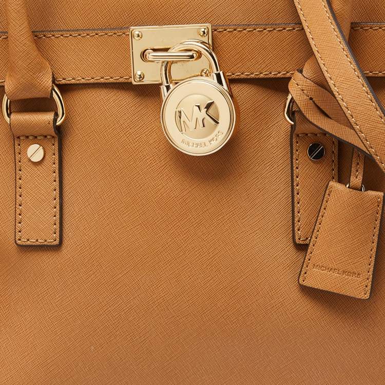 Pre Owned MICHAEL Michael Kors Beige Leather East/West Hamilton Tote