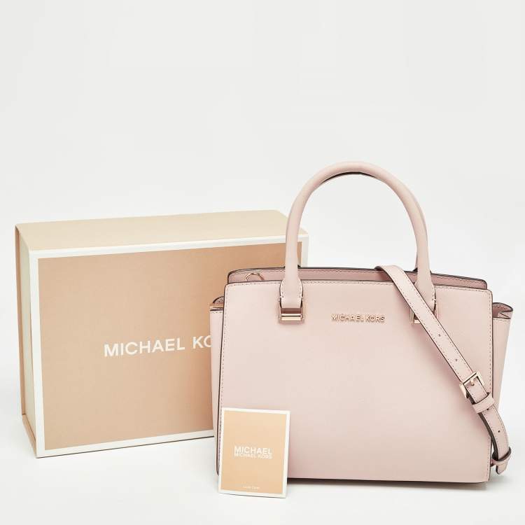 Pre Owned MICHAEL Michael Kors Light Pink Saffiano Leather Medium Selma Tote