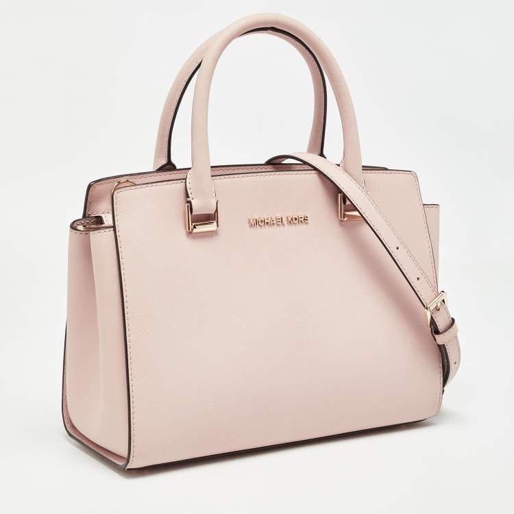 Pre Owned MICHAEL Michael Kors Light Pink Saffiano Leather Medium Selma Tote
