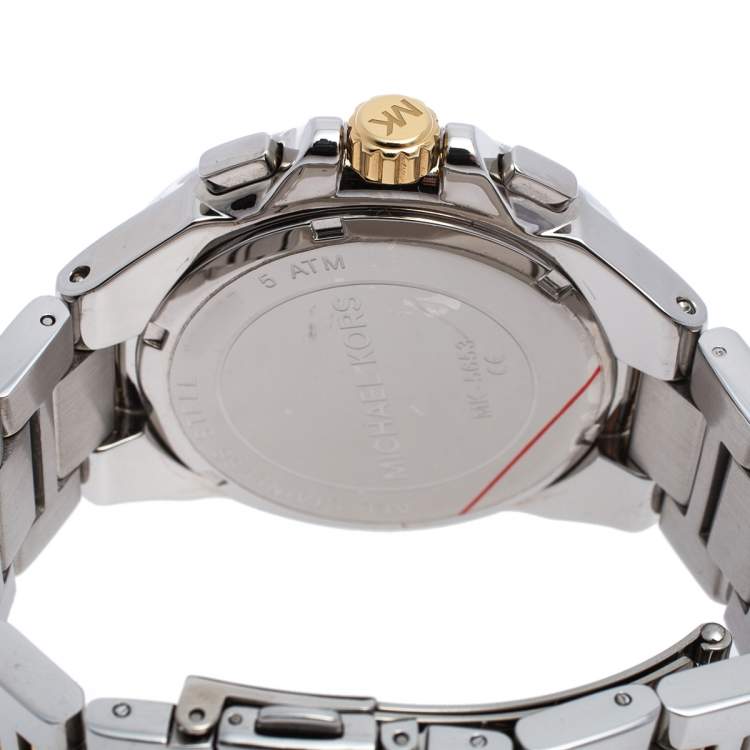 Pre Owned Michael Kors Silver Two Tone Stainless Steel Camille MK5653 Women's Wristwatch 43 mm