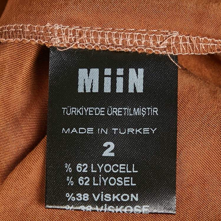 Pre Owned Miin Brown Lyocell Blend Top and Harem Pants Set M