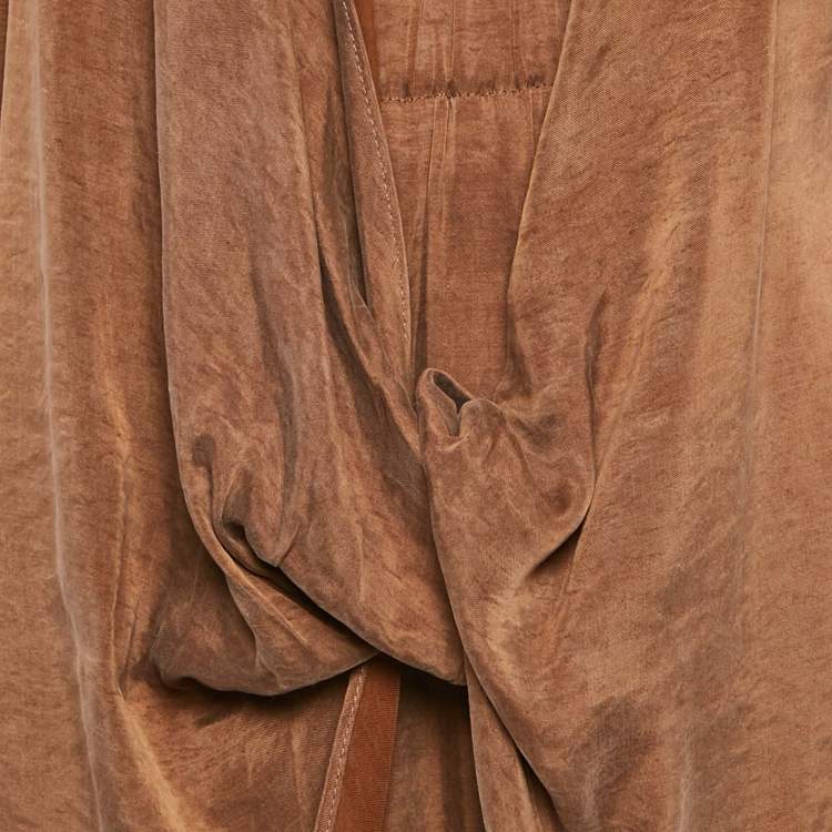 Pre Owned Miin Brown Lyocell Blend Top and Harem Pants Set M