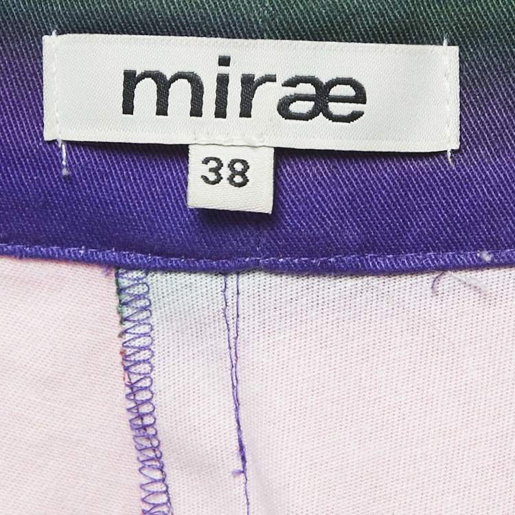 Pre Owned Mirae Multicolor Printed Cotton Fringed Trousers S