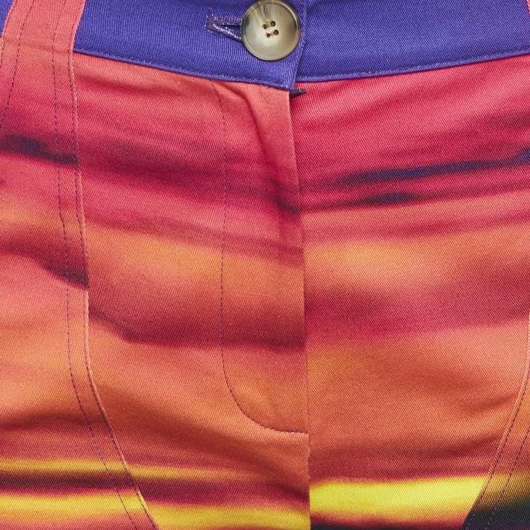 Pre Owned Mirae Multicolor Printed Cotton Fringed Trousers S