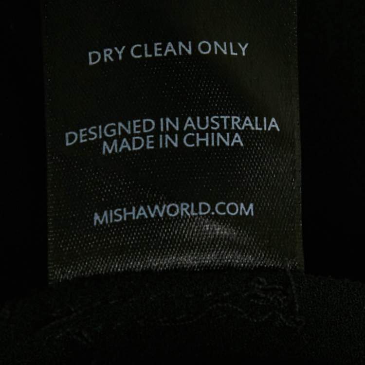 مملوكة مسبقًا Misha Black Stretch Crepe Structured Neck Franka Maxi Dress XS