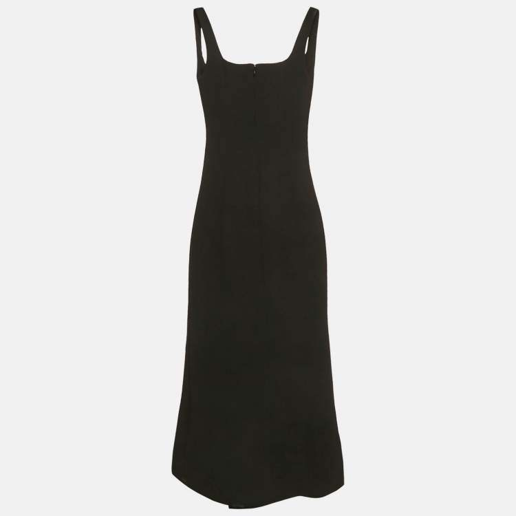 مملوكة مسبقًا Misha Black Stretch Crepe Structured Neck Franka Maxi Dress XS