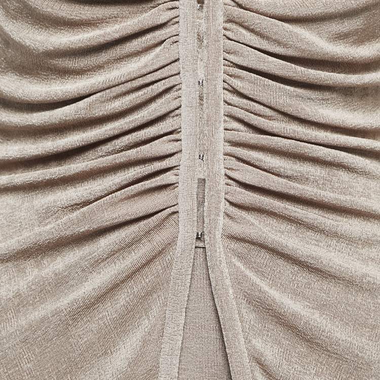 Pre Owned Misha Beige Jersey Skirt Top Set S