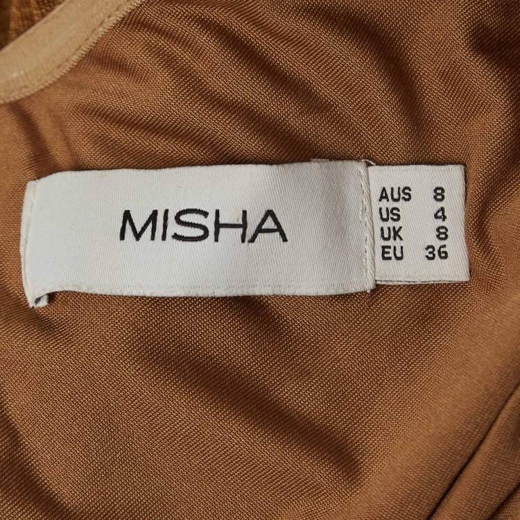 مملوكة مسبقًا Misha Yellow Jersey Cut-Out Detail Ruched Maxi Dress S