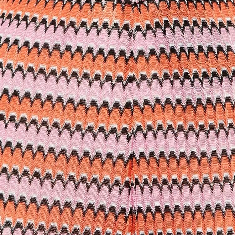 Pre Owned Missoni Mare Pink/Orange Chevron Knit Cover Up Trousers L
