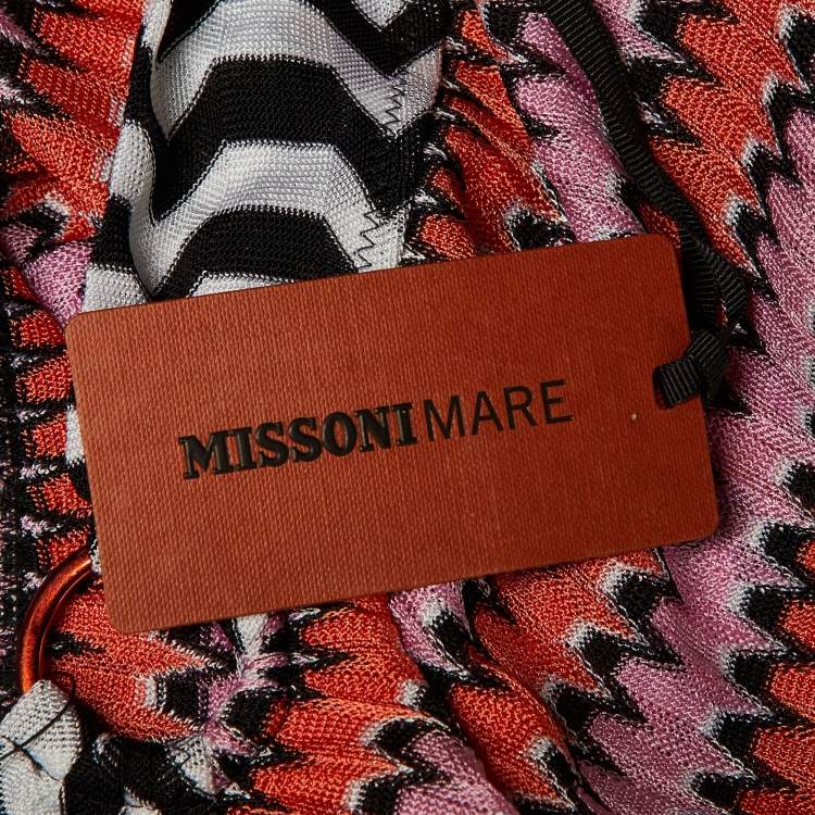 Pre Owned Missoni Mare Pink/Orange Chevron Knit Cover Up Trousers L