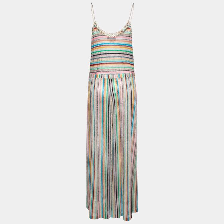 Pre Owned Missoni Mare Multicolor Patterned Lurex Knit Jumpsuit L