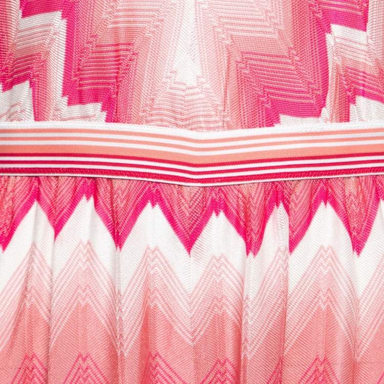 Pre Owned Missoni Mare Pink Patterned Knit Halter Neck Jumpsuit M