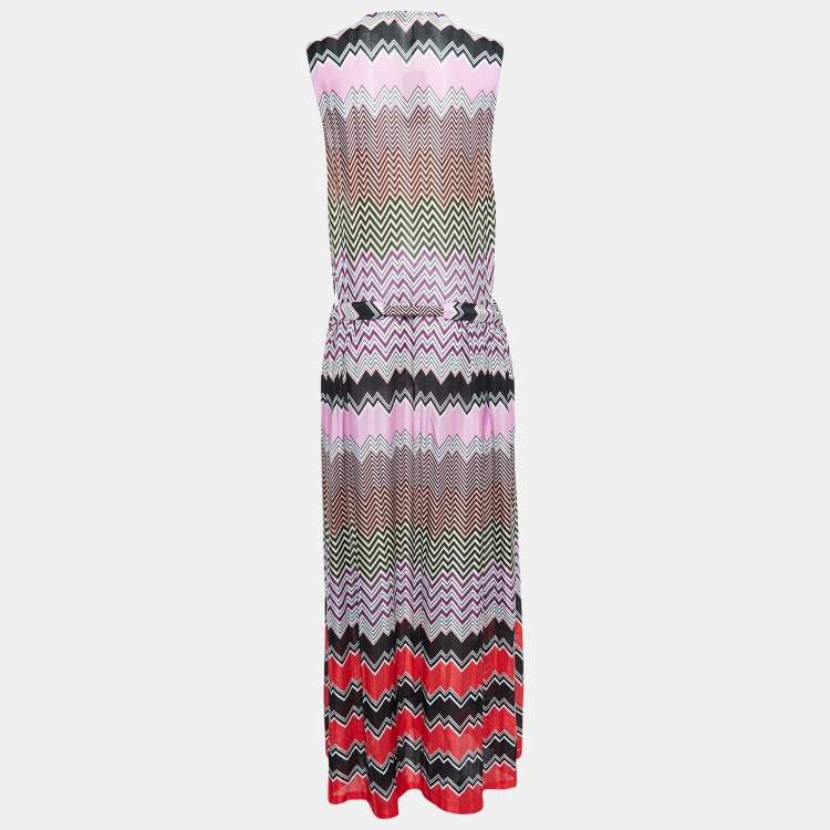 Pre Owned Missoni Mare Multicolor Chevron Knit Cover-Up Dress L
