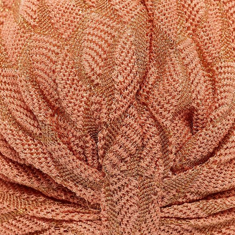 Pre Owned Missoni Light Orange Lurex Knit Turban 